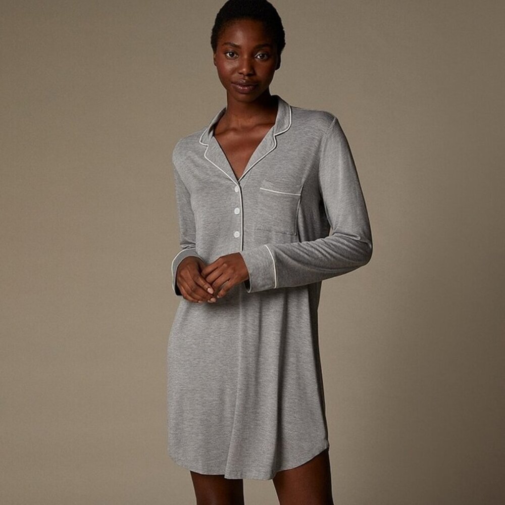 Love & Lore Nightgown Grey Henley Collared Medium